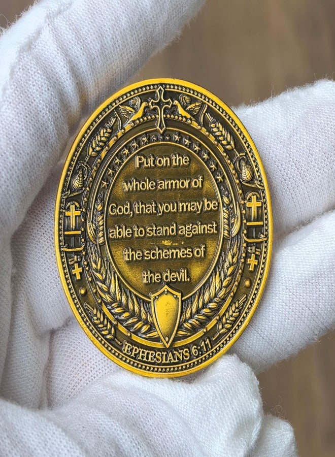 CYOUNG Whole Armor of God Christian Challenge Coin Inspirational Coin with Ephesians 6:11 Bible Verse - Motivational Knight Design - Religious Coin for Faith and Courage - Image 4